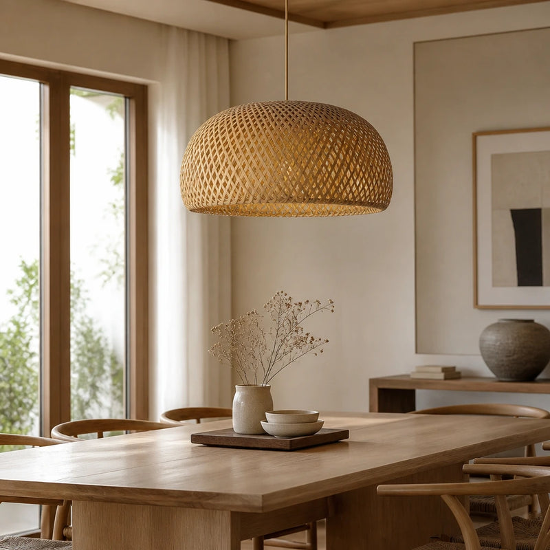 Suspension Cloche en bambou tressé