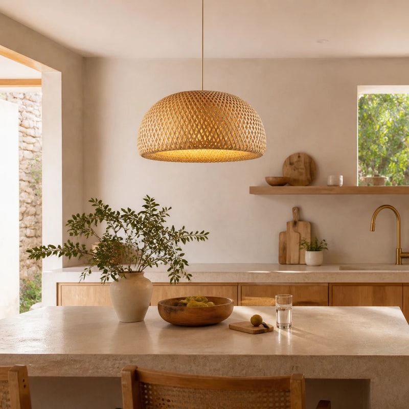 Suspension Cloche en bambou tressé