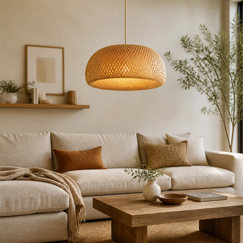 Suspension Cloche en bambou tressé