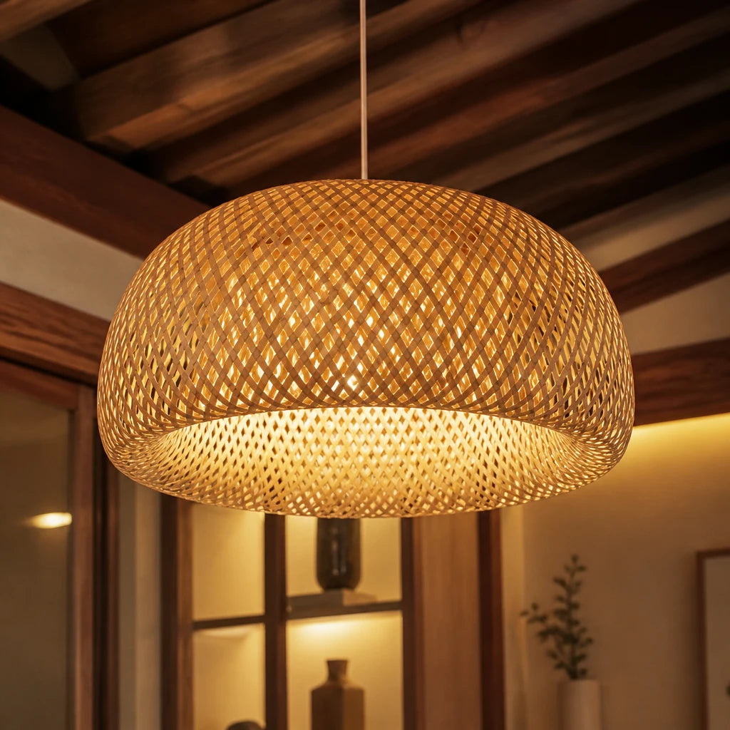 Suspension Cloche en bambou tressé