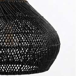 Suspension Plissée en rotin tressé noir
