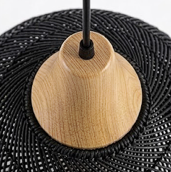 Suspension Plissée en rotin tressé noir