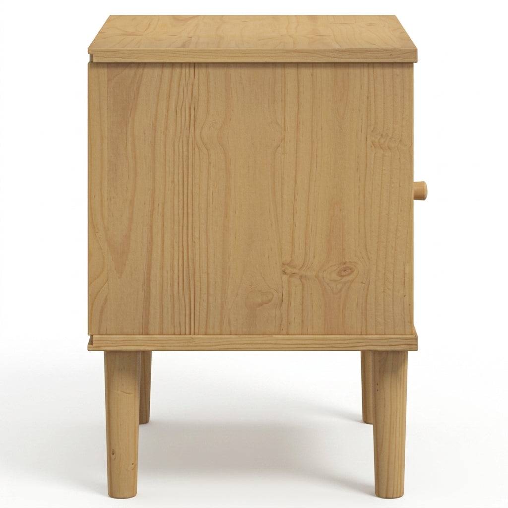 Table de chevet marron SENJA en pin massif et rotin naturel