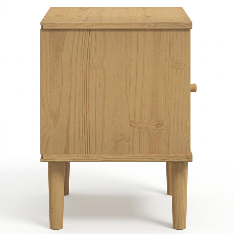 Table de chevet marron SENJA en pin massif et rotin naturel