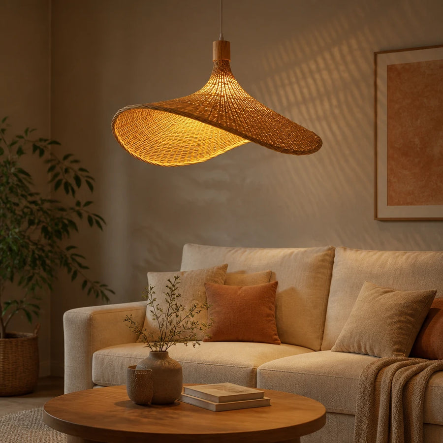 Suspension Parasol en bambou tressé