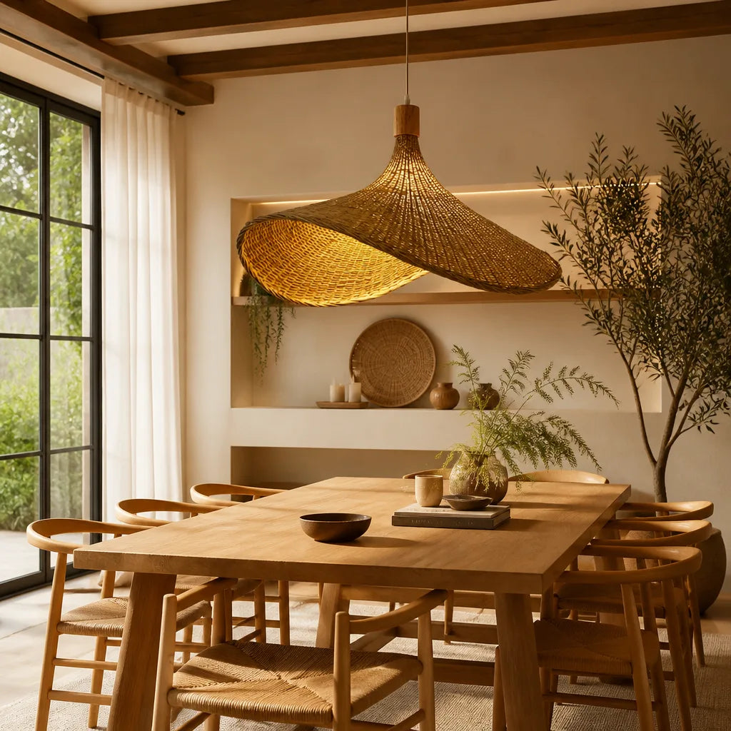 Suspension Parasol en bambou tressé